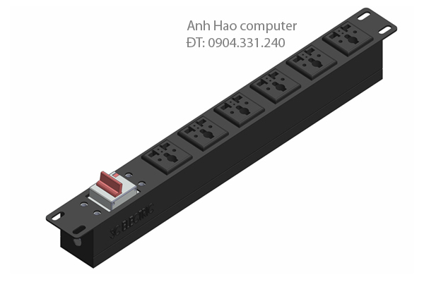 Thanh nguồn 6 ổ cắm 3 chân dùng cho tủ mạng