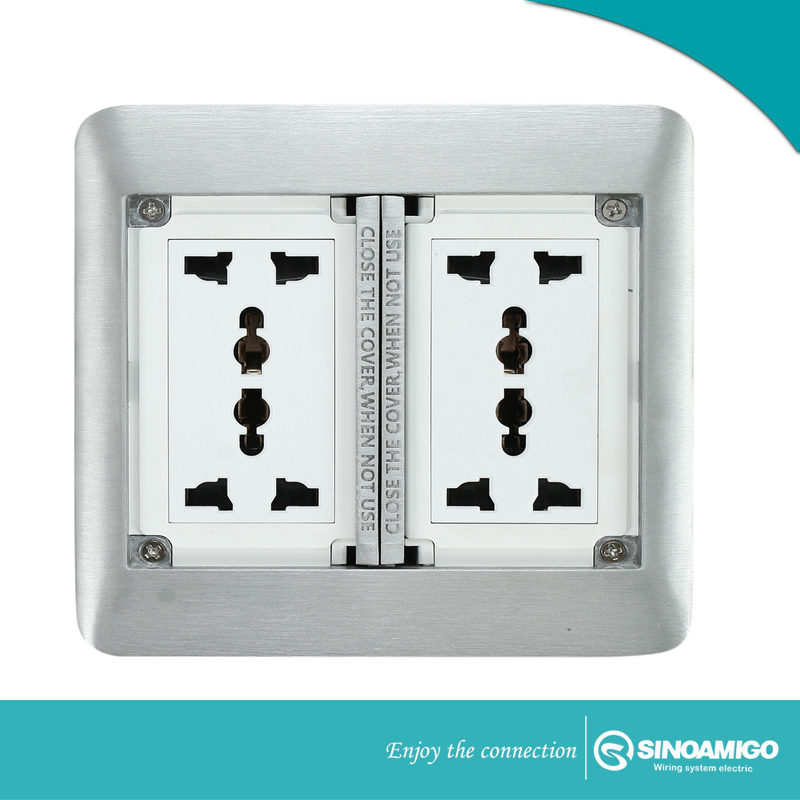 ổ cắm âm sàn đôi sinoamigo SFB-2Lmầu bạc dòng cao cấp