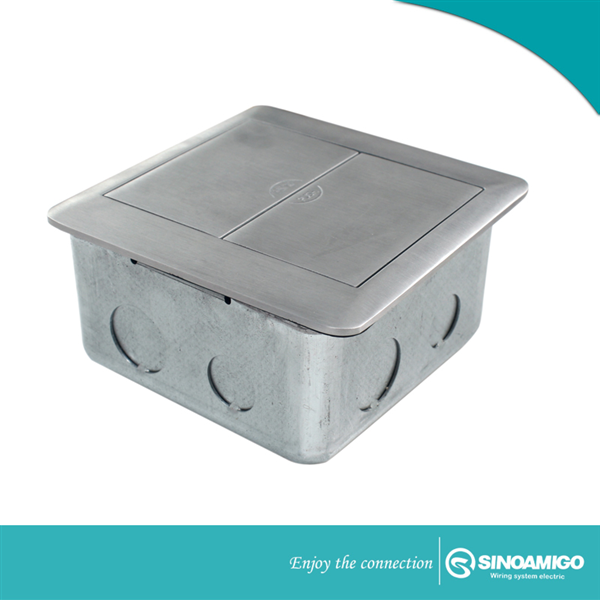 ổ cắm âm sàn đôi sinoamigo SFB-2Lmầu bạc dòng cao cấp
