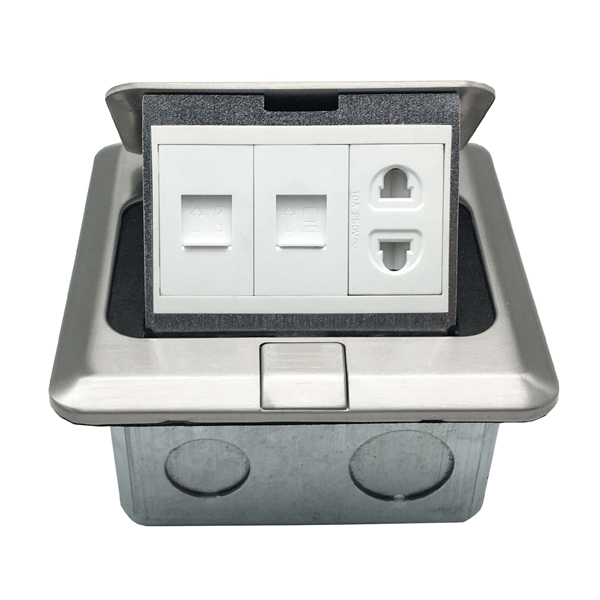 Ổ cắm điện âm sàn sino amigo SPU-1Se mầu bạc làm bằng inox hàng cao cấp