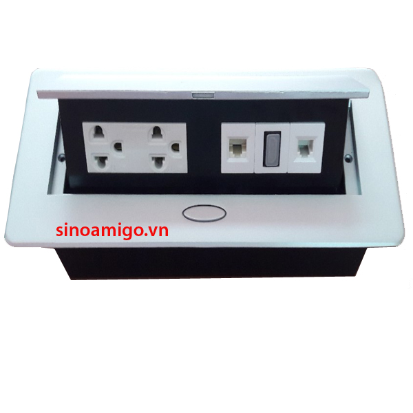 Bộ ổ cắm âm bàn sinoamigo STS-201H gồm ( 2 ổ cắm điện 3 chấu , 1 LAN, 1 TEL,1 HDMI)