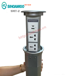 Ổ cắm âm bàn đảo bếp cao cấp Sinoamigo SMT-2 mở nắp cảm ứng tự động, có sạc điện thoại không dây