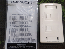Mặt wallplate chữ nhật 2 cổng Commscope - Faceplate kit  Shutter, 1p Commscope 2-1427030-2