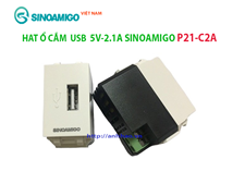 Nhân, hạt USB âm tường 5V-2.1A Sinoamigo F21-C2A