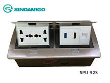 Ổ cắm âm sàn Sinoamigo SPU-52S màu bạc - Nhập khẩu chính hãng ( 2 ổ điện, 1 HDMI, 1 RJ45, 1 USB)