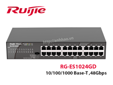 Switch 24 cổng 10/100/1000 Base-T Ruijie RG-ES124GD, tốc độ chuyển mạch 48Gpbs