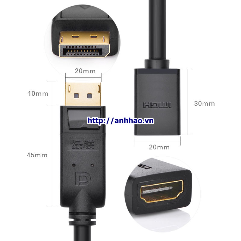 Cáp chuyển đổi Displayport to HDMI chính hãng Ugreen 20404