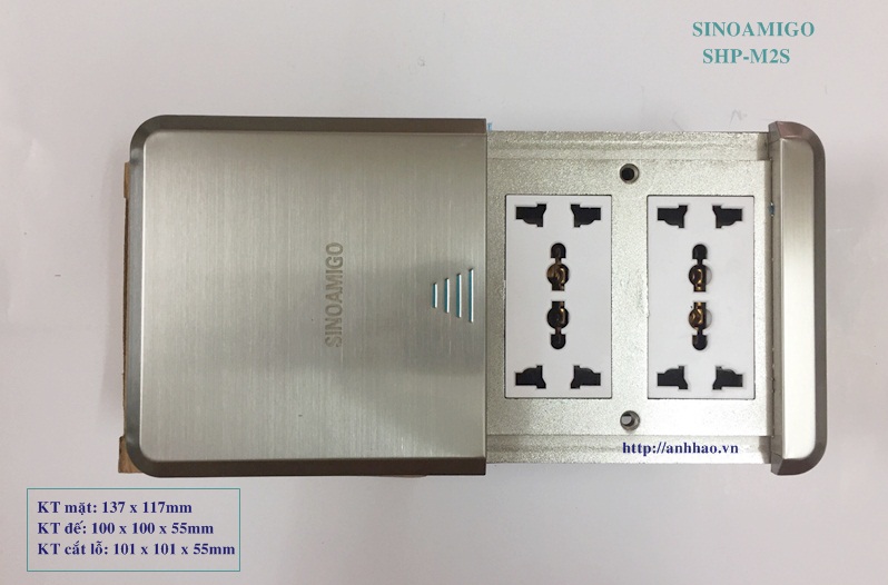Hộp ổ cắm điện âm sàn sinoamigo SHP-2MS nắp trượt cao cấp (lắp 6 modules)