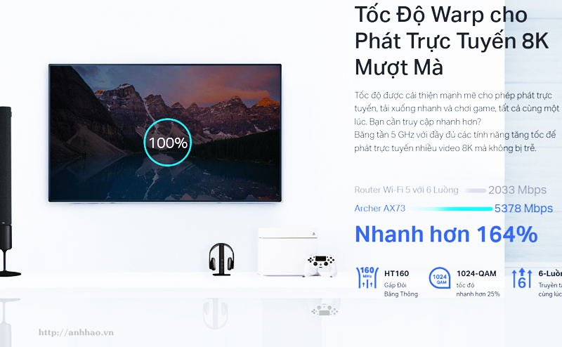 TP-Link Archer AX73 | Router Wi-Fi 6 băng tần kép AX5400 chính hãng