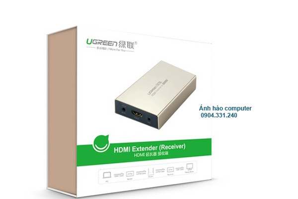 Bộ nhận tín hiệu HDMI 120m qua cáp mạng lan Rj45 ugreen UG-40283 chính hãng