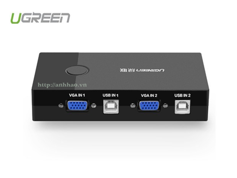 Ugreen 30357 - Bộ KVM switch 2 CPU dùng chung 1 màn hình có điều khiển phím chuột