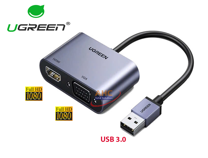 Cáp chuyển đổi USB 3.0 sang HDMI và VGA Ugreen 20518