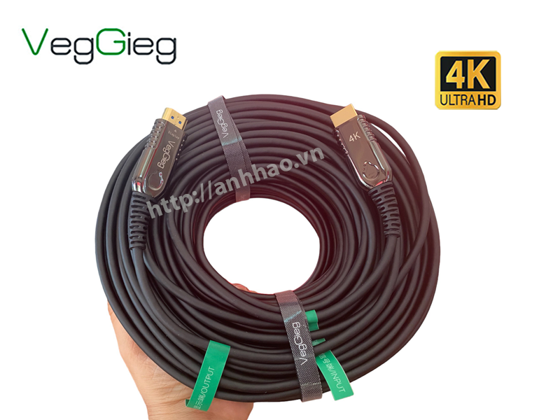 Cáp HDMI 2.0 sợi quang 25M V-H711 VEGGIEG, hỗ trợ độ phân giải 4K, 3D/60Hz