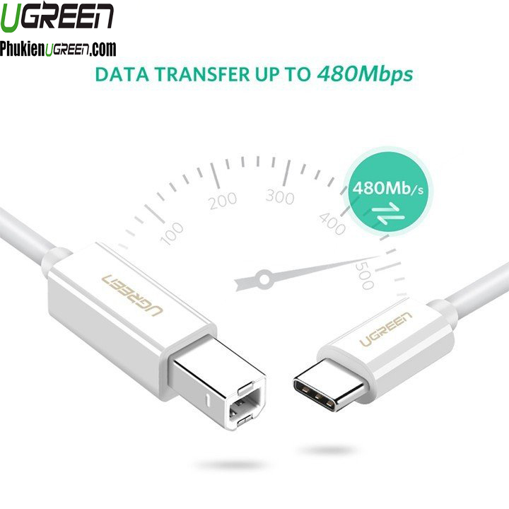 Cáp máy in USB type C dài 1.5m Ugreen 40417 - Kết nối Macbook, Laptop đời mới