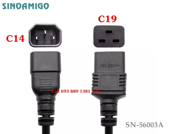 Dây nguồn C14 C19 tiết diện 3*2.08mm2 dài 1.8m cao cấp