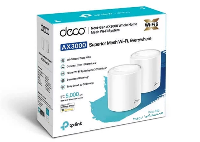 TP-Link Deco X60 | Hệ thống Wifi Mesh cho gia đình TP-Link Deco Wifi 6, AX3000 (2 pack)