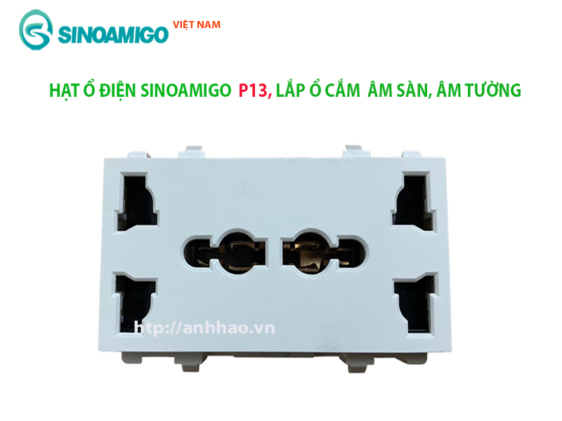 Ổ điện đôi 3 chấu đa năng P13 Sinoamigo