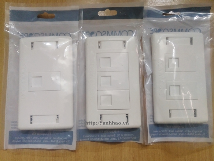 Mặt wallplate chữ nhật 1 cổng Commscope trắng (mẫu mới) - face plate rj45 wall plate