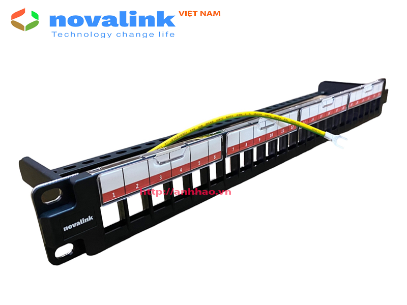 Thanh đấu nối Patch panel 24 port CAT6 Novalink CC-06-00063 chính hãng, made in Taiwan