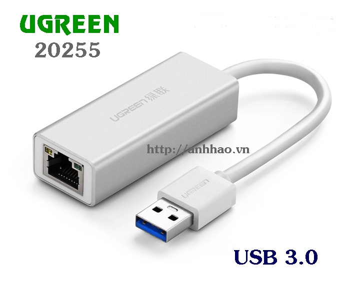 Cáp chuyển USB 3.0 to Lan 10/100/1000Mbps Ugreen 20255 chính hãng