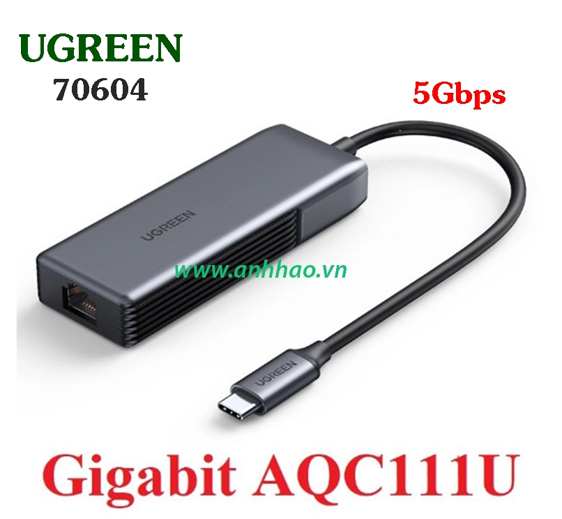 Cáp chuyển đổi USB type C 3.1 sang Lan 5Gbps Ugreen 70604 cao cấp