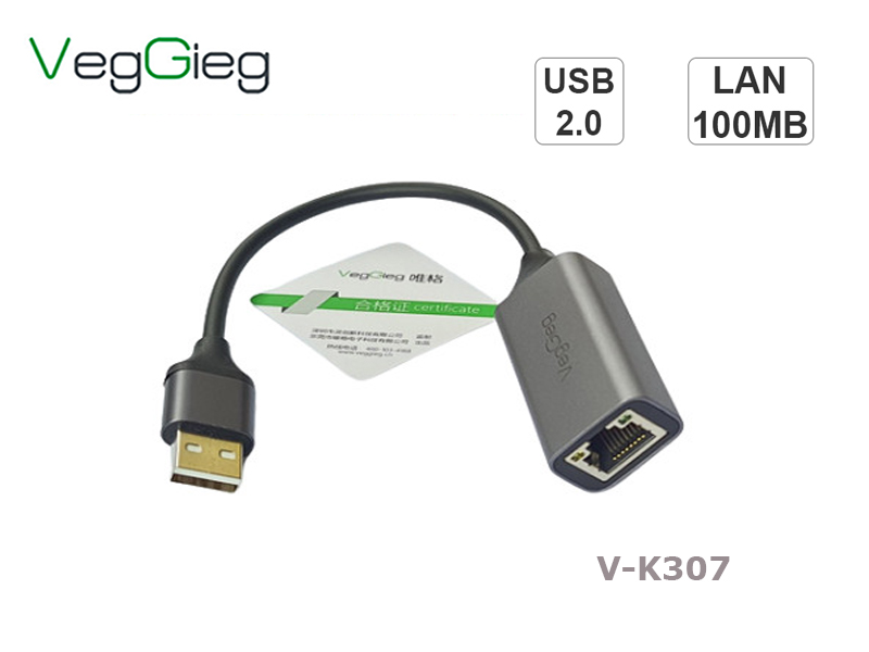 Cáp chuyển đổi USB to Lan 2.0 VegGieg V-K307 chính hãng