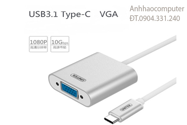 Cáp USB Type C to VGA Unitek YC-6308