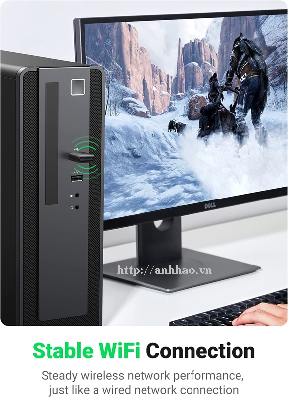 USB thu Wifi cho PC, laptop băng tần kép AC 2.4G/5G Ugreen 20204 chính hãng