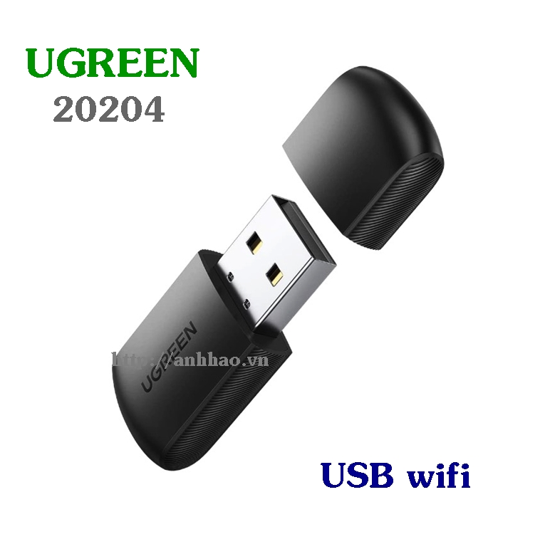 USB thu Wifi cho PC, laptop băng tần kép AC 2.4G/5G Ugreen 20204 chính hãng