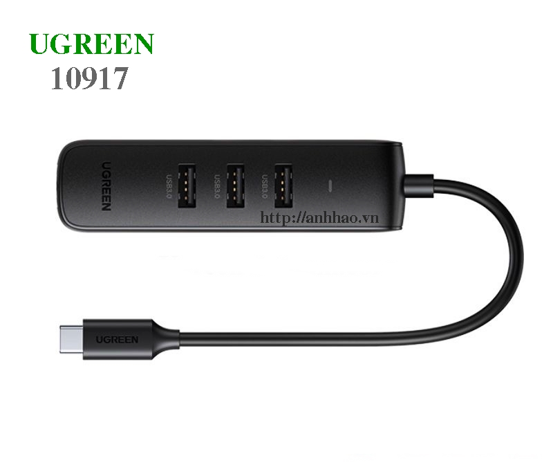 Bộ chia USB-C ra 3 cổng USB + Lan Ugreen 10917 chính hãng