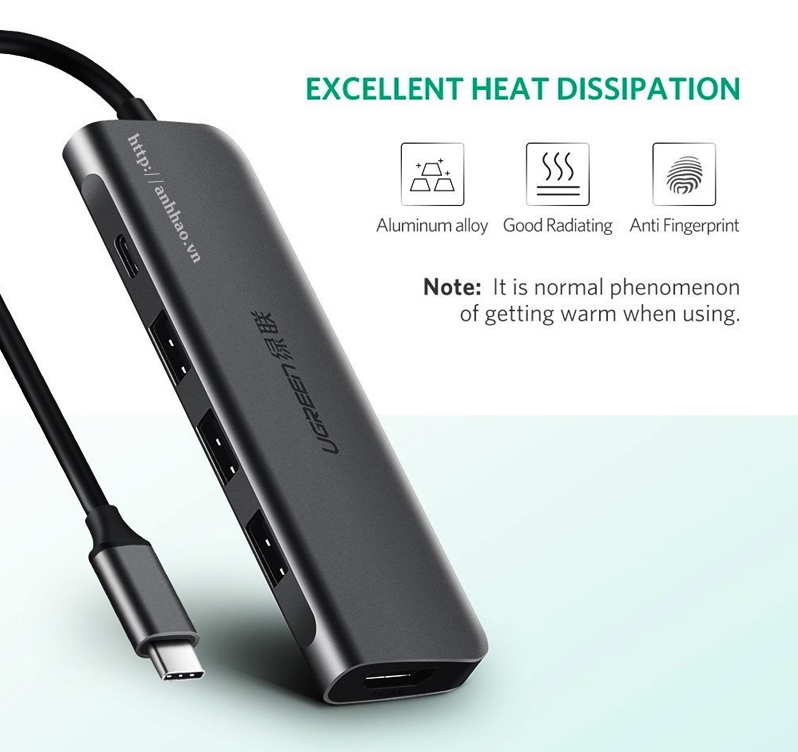 Ugreen 50209 - Hub mở rộng USB-C sang HDMI + USB 3.0 + USB-C chính hãng