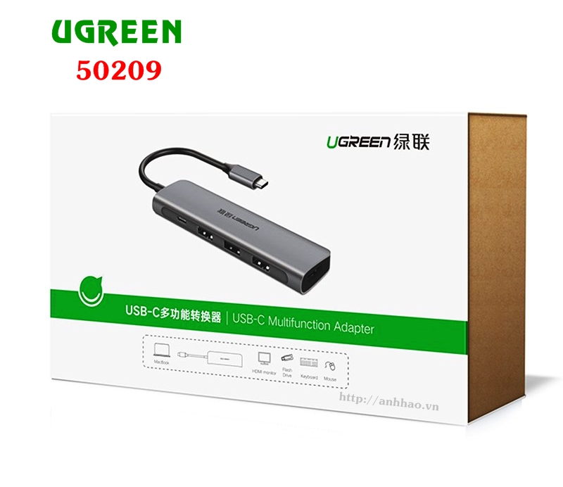 Ugreen 50209 - Hub mở rộng USB-C sang HDMI + USB 3.0 + USB-C chính hãng