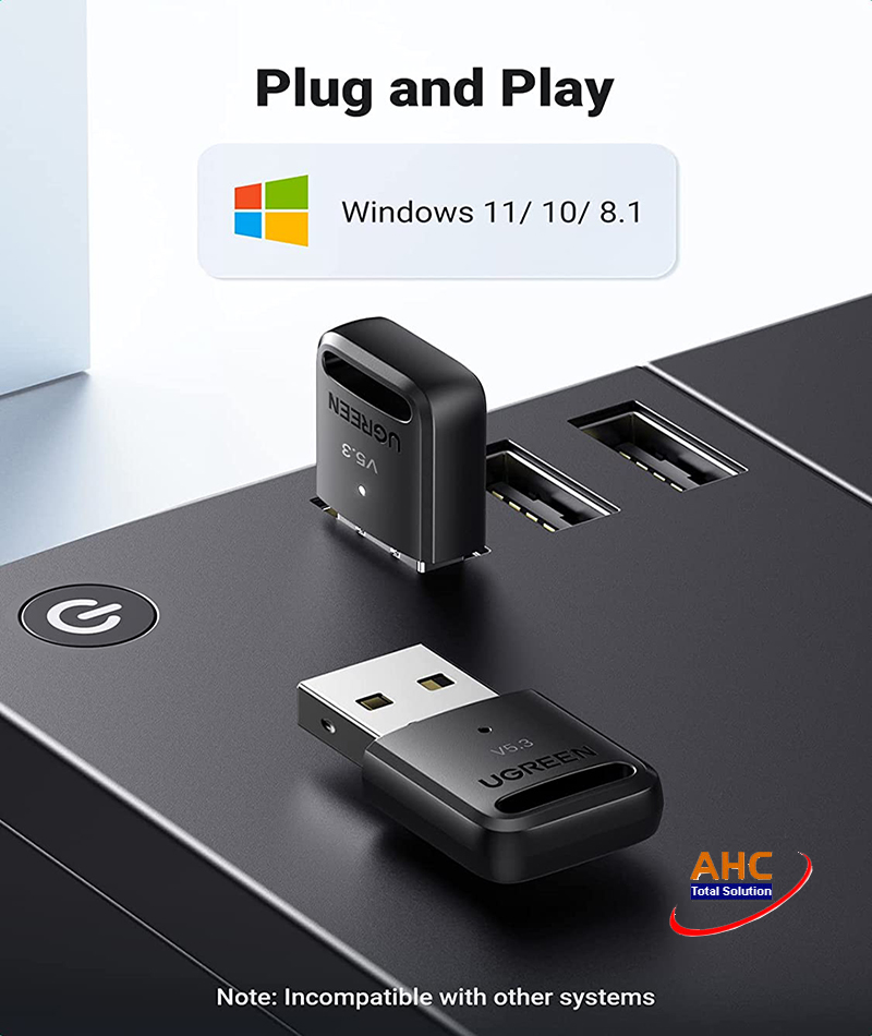 Thiết bị USB Bluetooth 5.3 Dongle cho PC chính hãng Ugreen 90225
