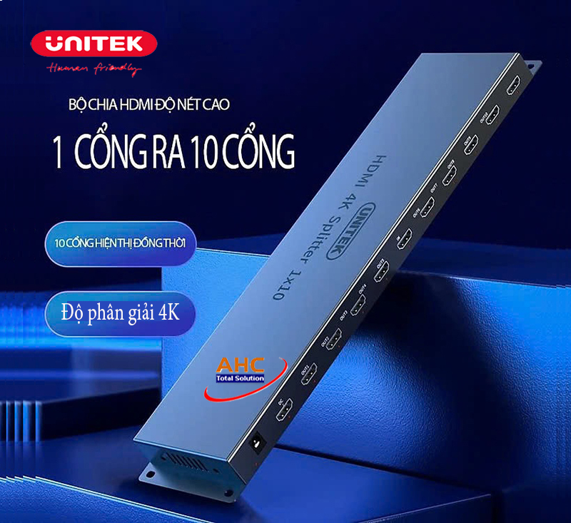 Bộ chia HDMI 1 ra 10 cổng Unitek V136A - Giải pháp hoàn hảo cho trình chiếu đa màn hình