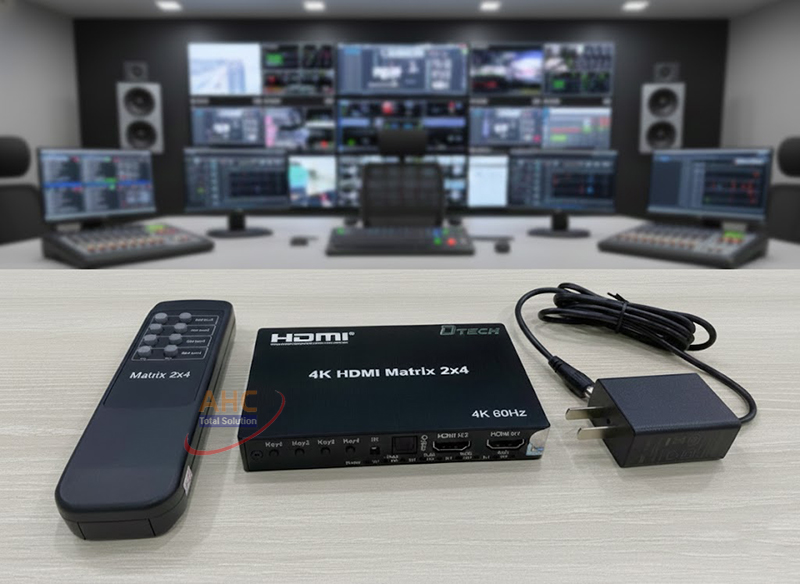 Bộ chuyển mạch HDMI ma trận 2 v&agrave;o 4 ra hỗ trợ 4K 60Hz - Dtech DT-7224W