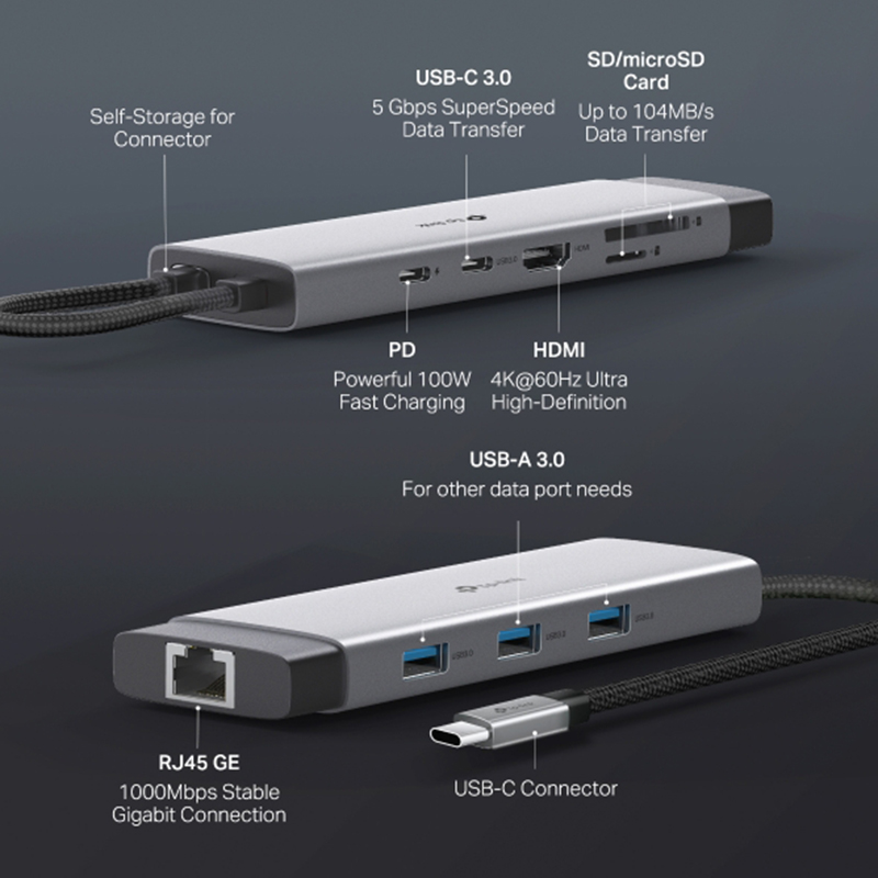 Hub USB-C TP-Link UH9120C - 9 Cổng, HDMI 4K, Sạc PD 100W, LAN Gigabit