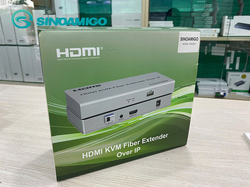 Bộ chuyển đổi HDMI sang quang 20KM Sinoamigo HDES20 - Hỗ trợ 2 cổng USB và IR