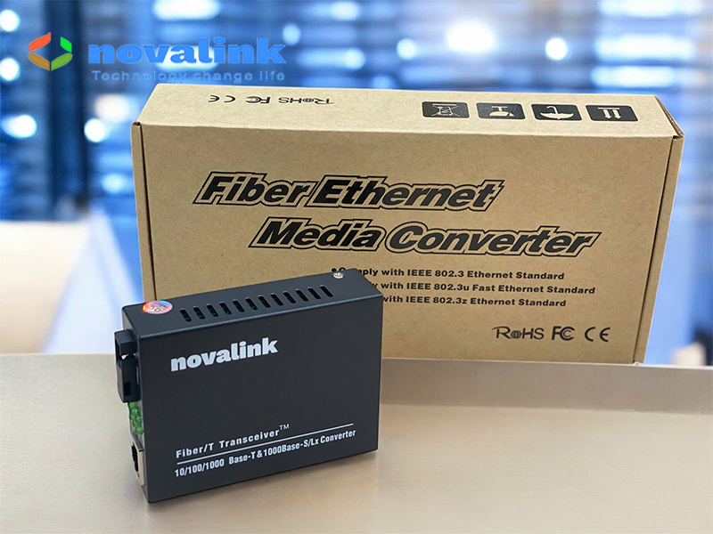 Bộ chuyển đổi quang điện 1 sợi 1Gb Novalink NV-43101A-SM-25, chuẩn SC single mode 25km