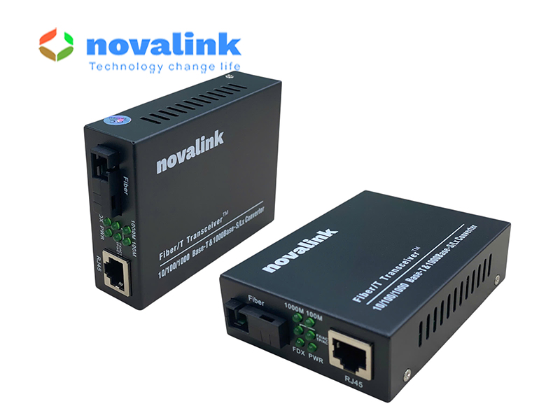 Bộ chuyển đổi quang điện 1 sợi tốc độ 1Gb Novalink NV-43101B-SM-25, chuẩn SC single mode 25km