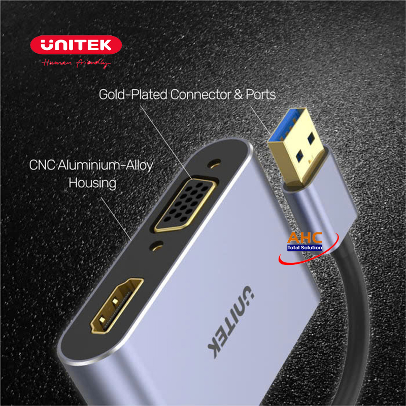 Cáp chuyển đổi USB 3.0 to HDMI và VGA Unitek V1304A - Giải pháp kết nối đa màn hình chất lượng cao