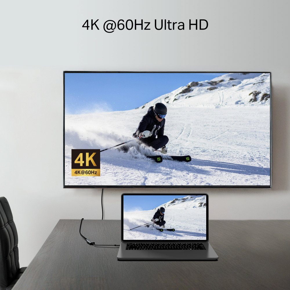 Cáp chuyển đổi USB Type-C sang HDMI UA520C - Độ phân giải 4K@60Hz sắc nét, tương thích đa thiết bị
