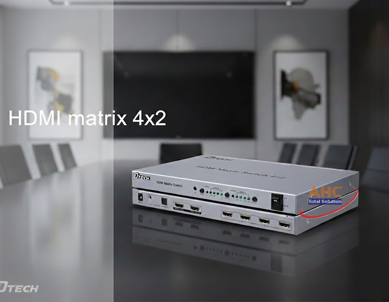 Bộ chia HDMI 4 vào 2 ra 4K 30Hz, HDMI Matrix 4x2 cho phòng họp - DTECH DT-7442