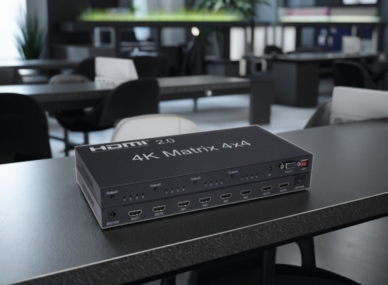 Bộ chia HDMI Matrix 4x4 Dtech DT-7030 | Hỗ Trợ 4K Input, Full HD