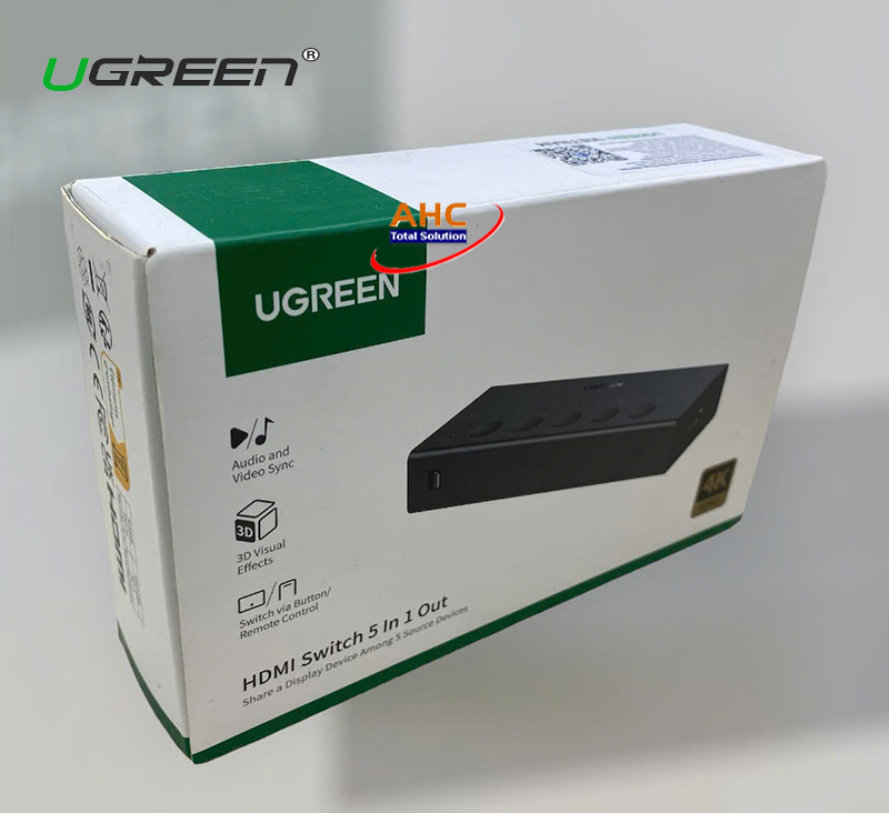 Bộ gộp HDMI 5 vào 1 ra chuẩn 2.0 hỗ trợ 4K@60Hz 3D Ugreen 90512