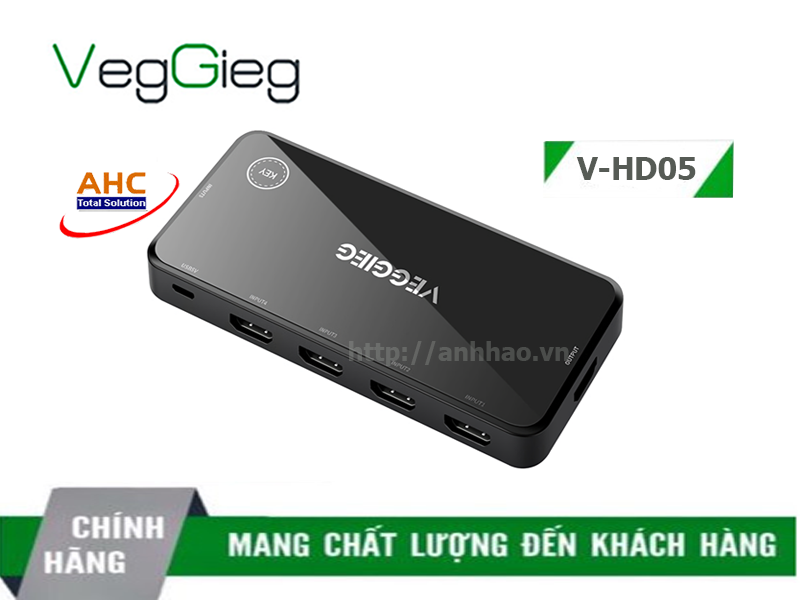 Bộ gộp HDMI 5 vào 1 ra Vegieg V-HD05 chính hãng - Switch HDMI 5 in 1 Vegieg V-HD05