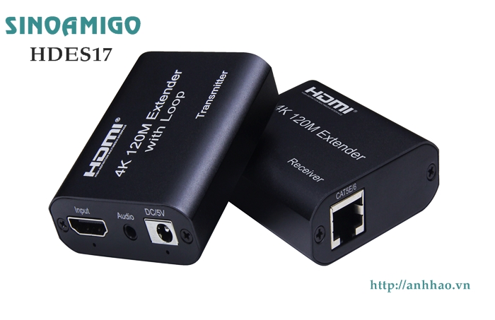 Bộ kéo dài HDMI 120M, độ phân giải 4K bằng cáp mạng lan HDSE17 Sinoamigo chính hãng