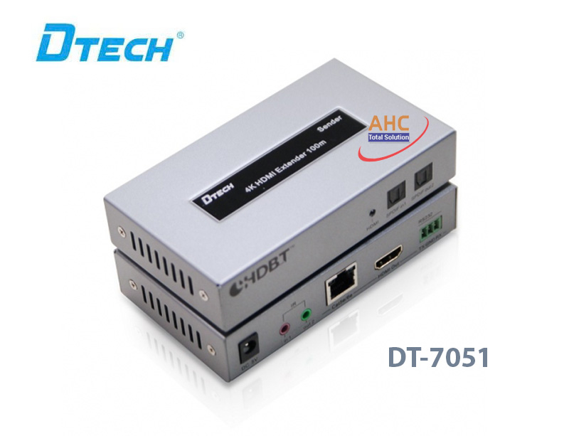 Bộ k&eacute;o d&agrave;i HDMI 4K qua LAN 100M c&oacute; USB KVM Dtech DT-7051