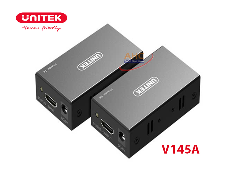 Bộ chuyển đổi HDMI sang Lan 60M Unitek V145A 4K - Khuếch đại HDMI 60M bằng cáp mạng Lan