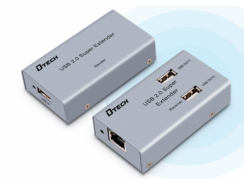 Bộ kéo dài 4 cổng USB 50m qua cáp mạng LAN, USB 2.0 - Dtech DT-7014A