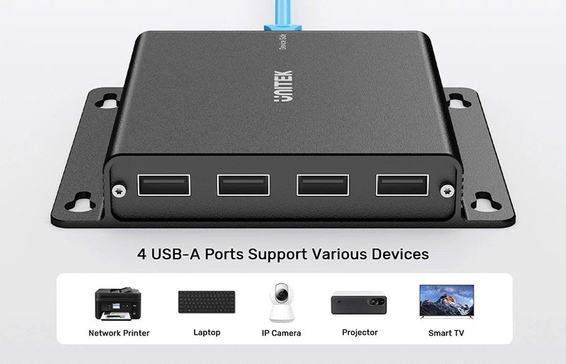 Bộ mở rộng USB 4 cổng qua cáp mạng 150m UNITEK U1222ABK01-EU